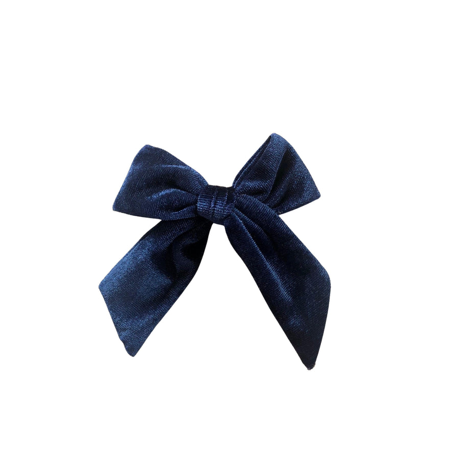 Navy Anelise Large Velvet Bow