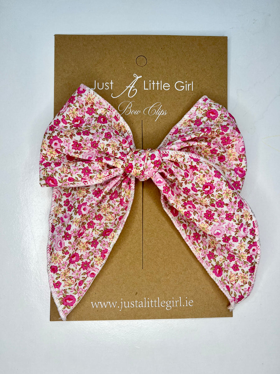 Anelise Pink Floral Bow Clip