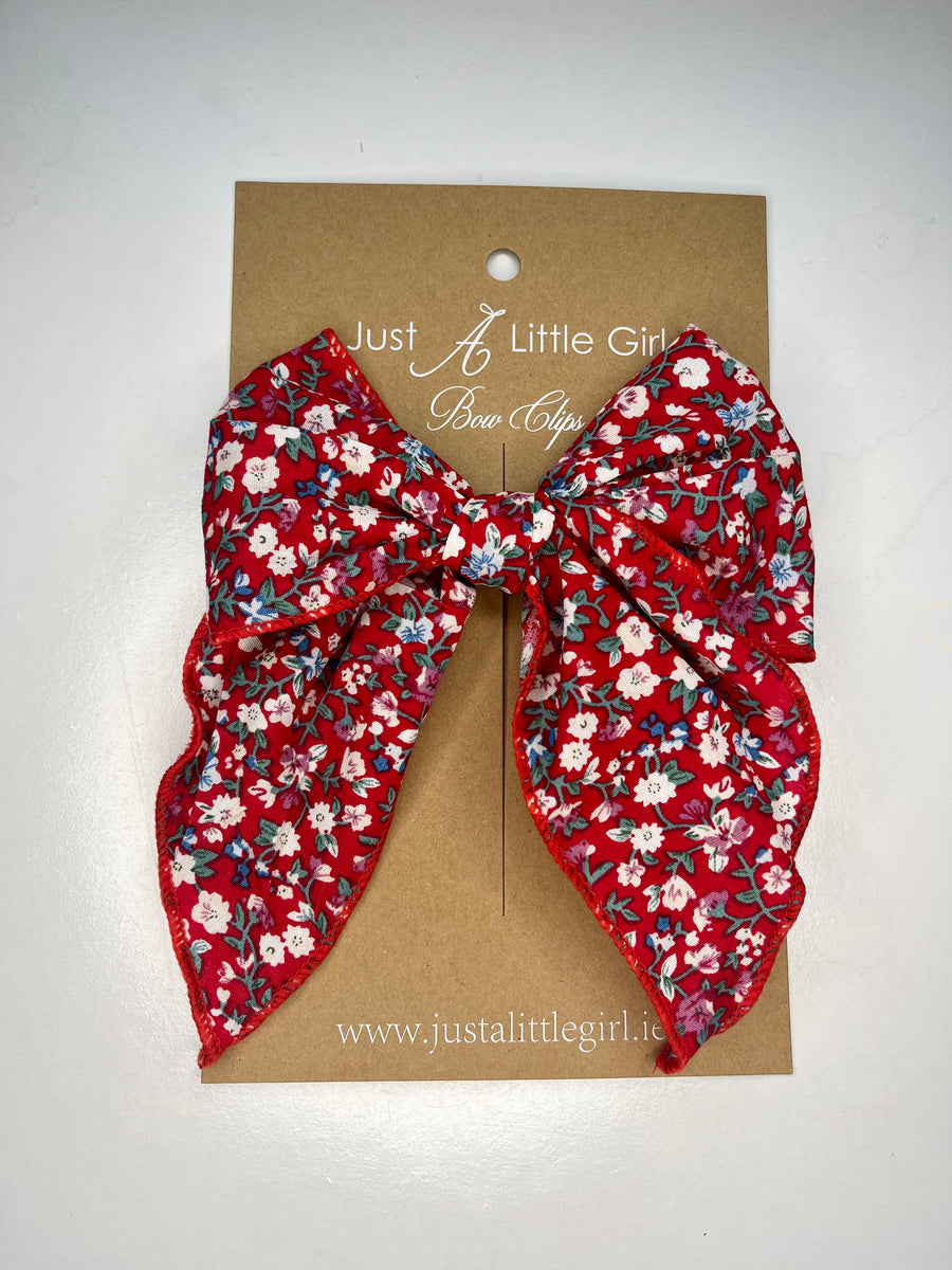 Anelise Red Floral Bow Clip
